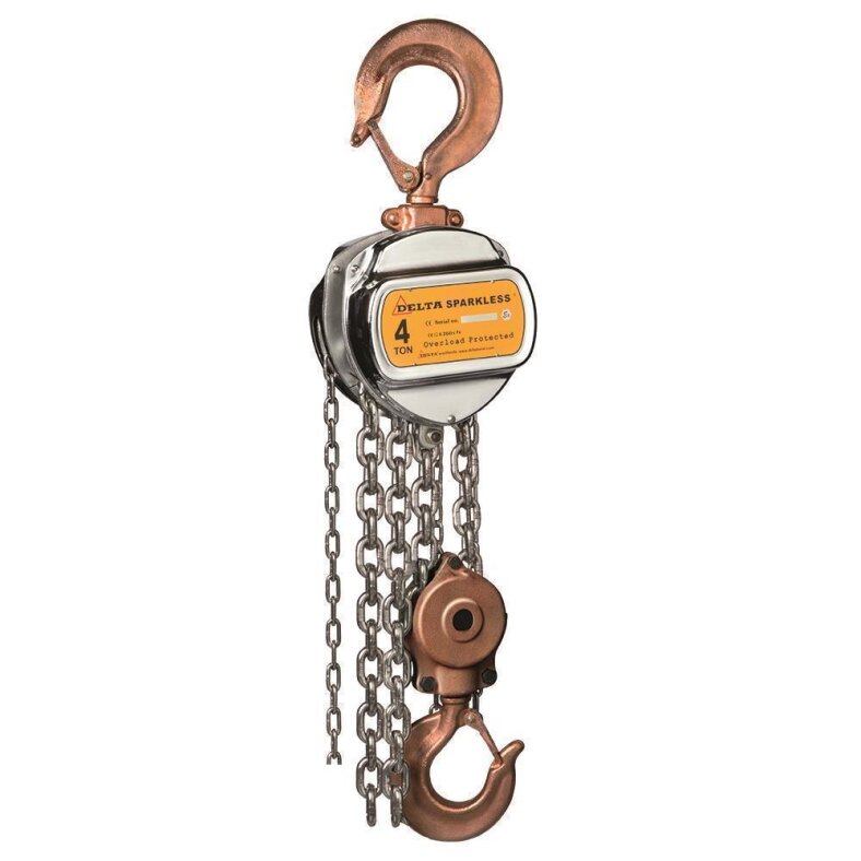 delta sparkless spur gear block and tackle with overload protection 8 t with 6 m stainless steel chain atex zone 1 Ex ii 2 gd c Tx