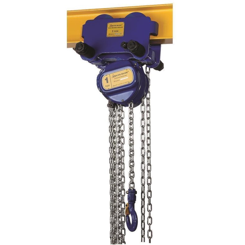 delta blue spur gear block and tackle with reel chain trolley with 3 m lifting height 2.0 t