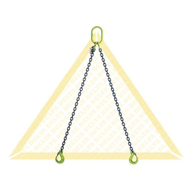 DELTALOCK Anschlagketten 2.5 t mit Gabelkopfhaken mit Schnapp-Verriegelung 2 Strang 8 mm / 1 m Grade 100