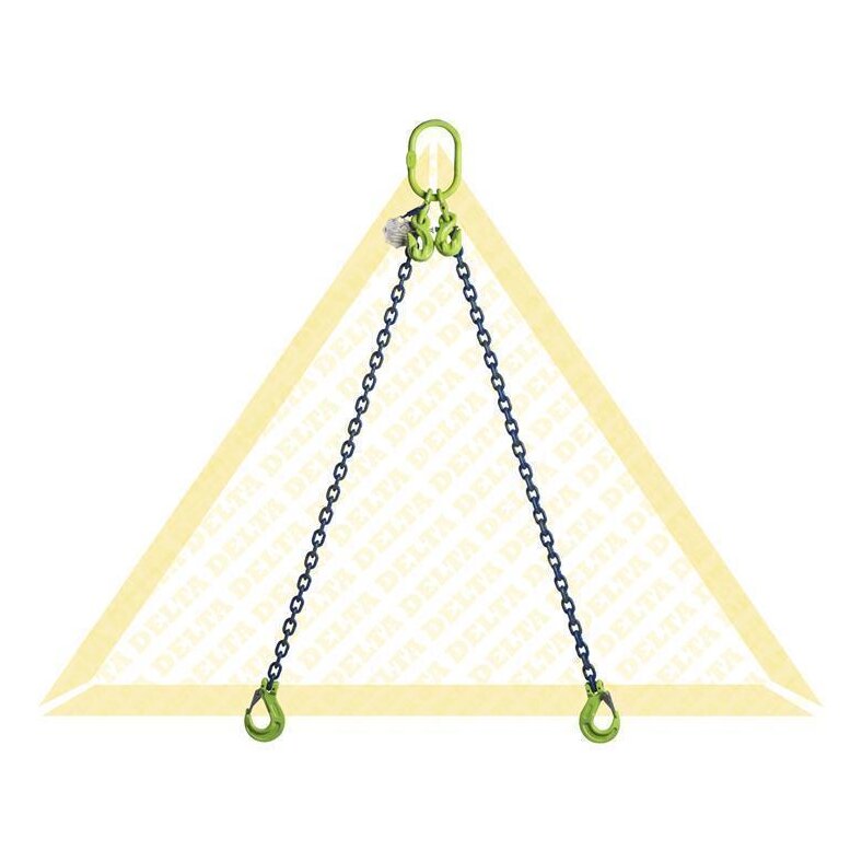 deltalock sling chains 1.4 t with clevis hook with snap-lock and shortening hook 2 strand 6 mm / 1 m Grade 100