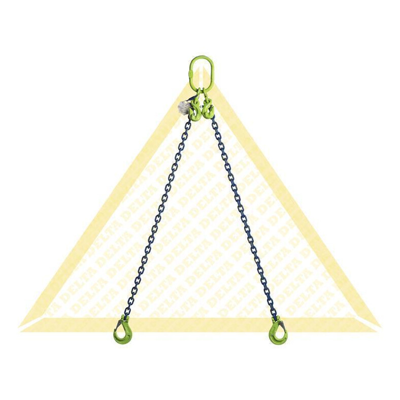 deltalock sling chains 1.4 t with clevis hook with snap-lock and shortening hook 2 strand 6 mm / 3 m Grade 100
