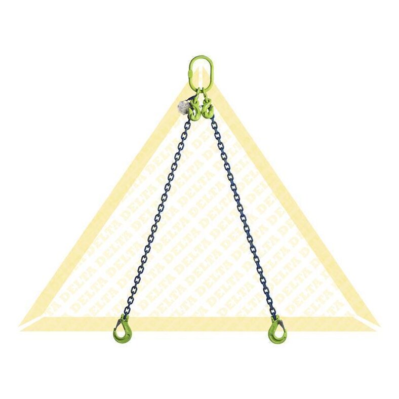 DELTALOCK Anschlagketten 2.5 t mit Gabelkopfhaken mit Schnapp-Verriegelung und Verkürzungshaken 2 Strang 8 mm / 3 m Grade 100