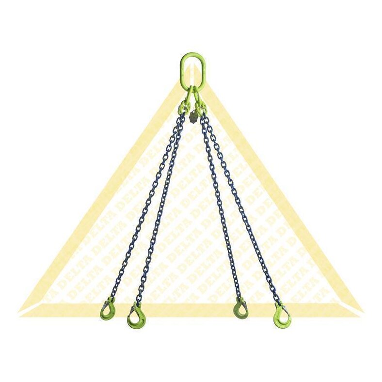 deltalock sling chains 10 t with clevis hook with snap-lock 4 strand 13 mm / 5 m Grade 100