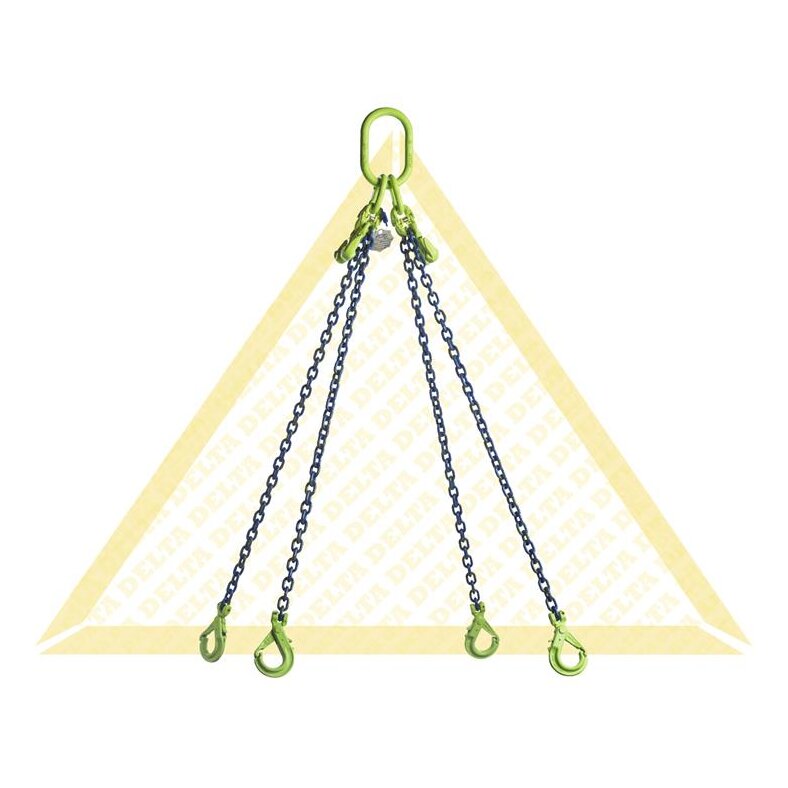 deltalock sling chains 2.12 t with self-locking clevis hook and shortening hook 4 strand 6 mm / 1 m Grade 100