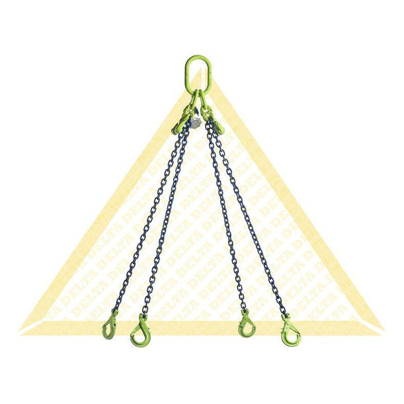 deltalock sling chains with self-locking clevis hooks and shortening hooks 4 strand 13 mm / 5 m Grade 100