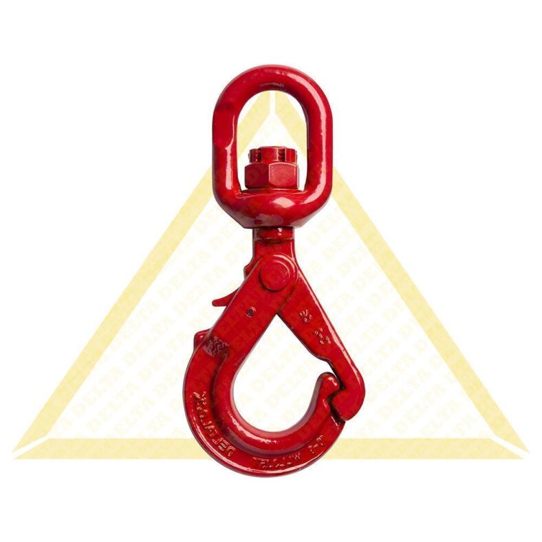 deltalock Self-locking swivel head hook with safety Grade 80 1.20t-31.50t