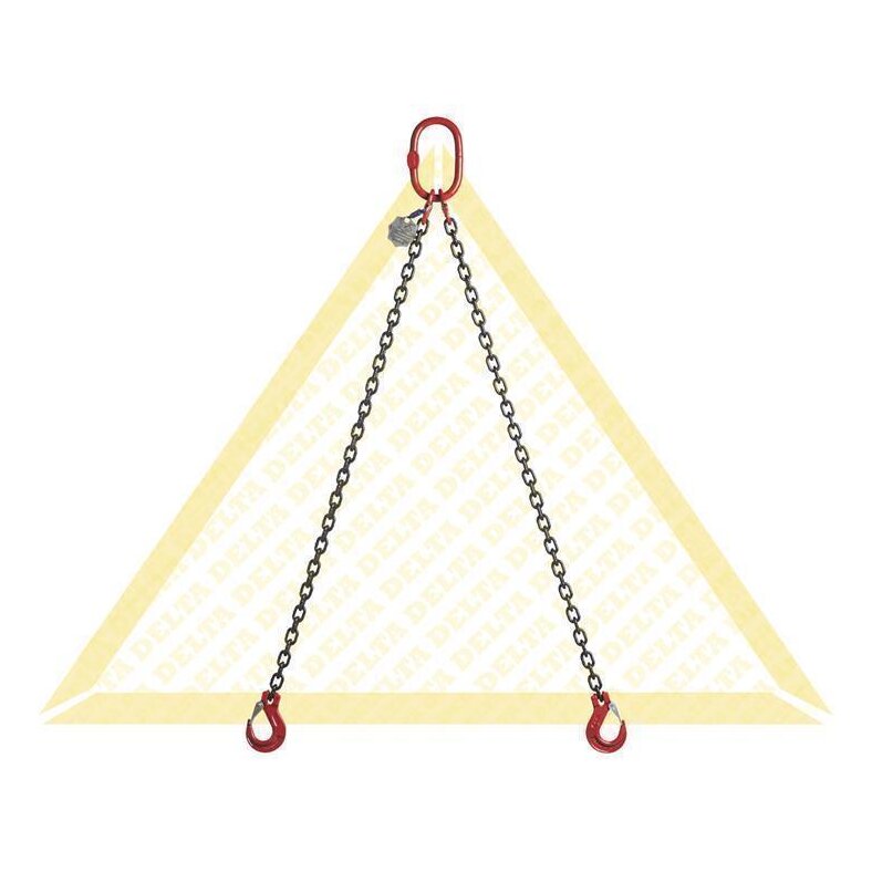 DELTALOCK Anschlagketten 2 t mit Gabelkopfhaken mit Schnapp-Verriegelung 2 Strang 8 mm / 1 m Grade 80