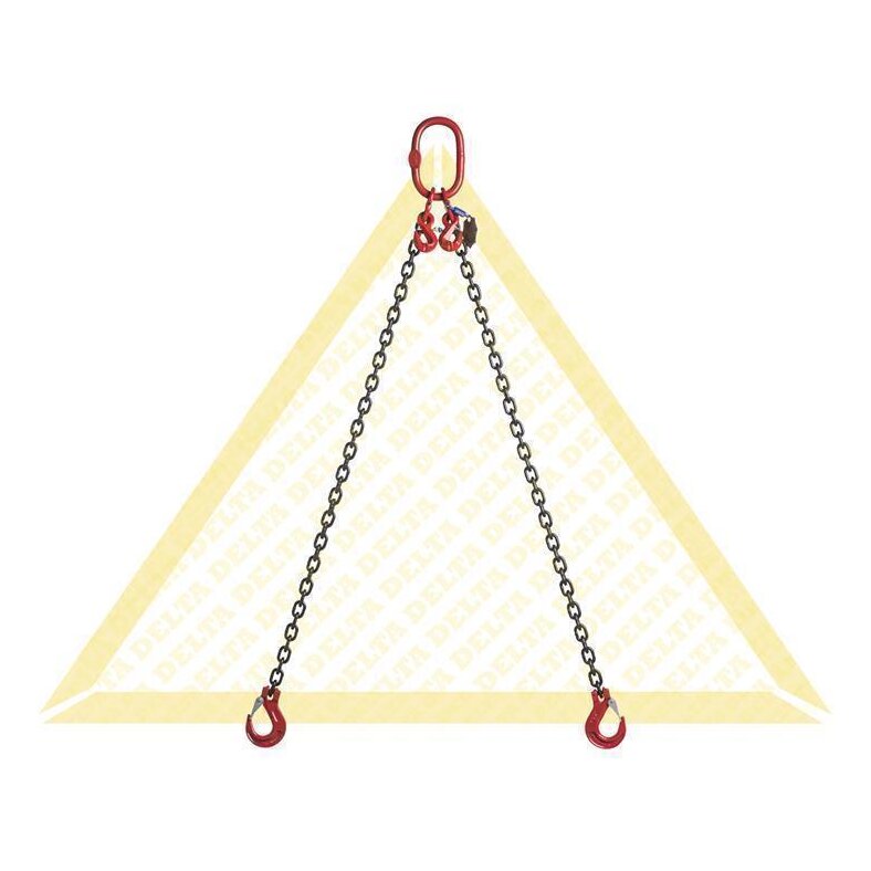 deltalock sling chains 1.12 t with clevis hook with snap-lock and shortening hook 2 strand 6 mm / 1 m Grade 80