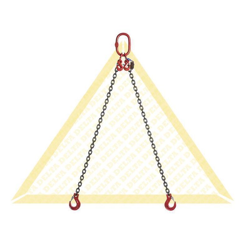 deltalock sling chains 3.15 t with clevis hook with snap-lock and shortening hook 2 strand 10 mm / 2 m Grade 80