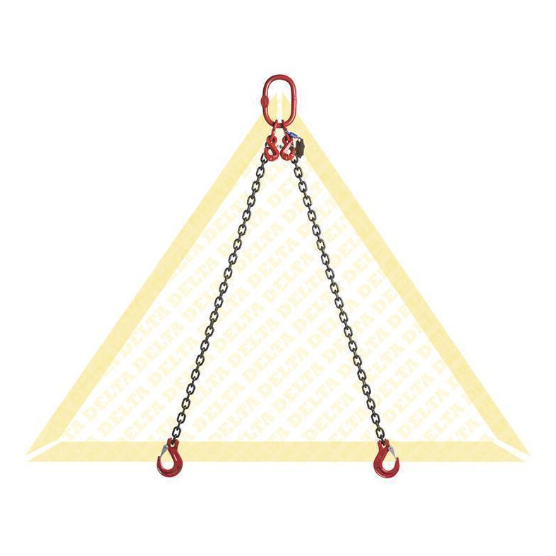 deltalock sling chains 5.3 t with clevis hook with snap-lock and shortening hook 2 strand 13 mm / 5 m Grade 80