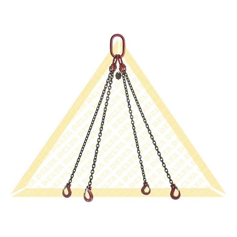 deltalock sling chains 4.75 t with clevis hook with snap-lock 4 strand 10 mm / 1 m Grade 80
