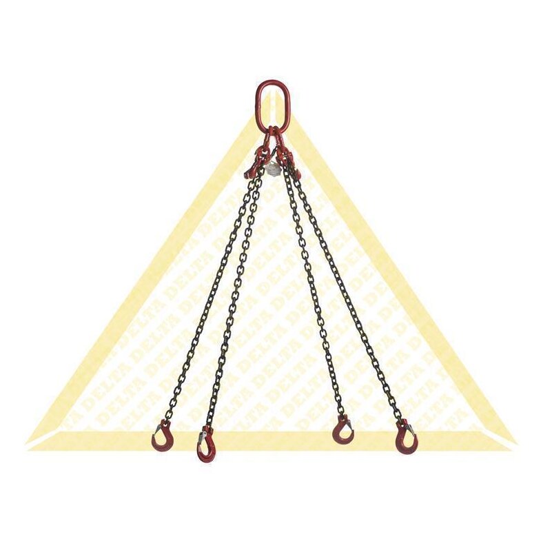 deltalock sling chains with clevis hook 1.7 t with snap-lock and shortening hook 4 strand 6 mm / 1 m Grade 80