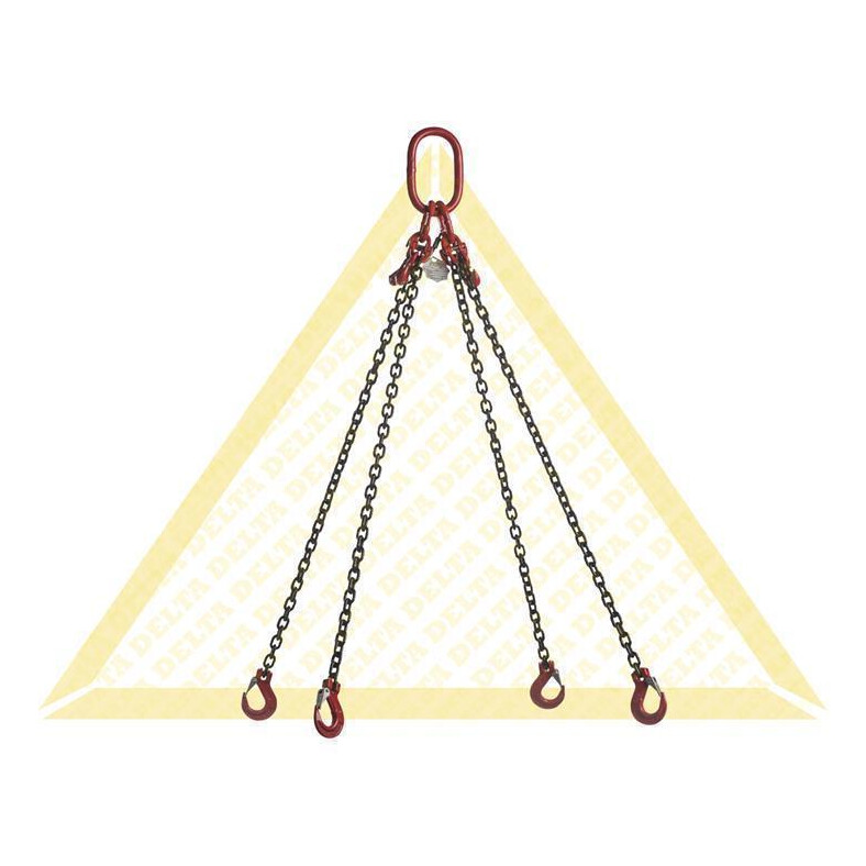 deltalock sling chains with clevis hook 8 t with snap-lock and shortening hook 4 strand 13 mm / 5 m Grade 80