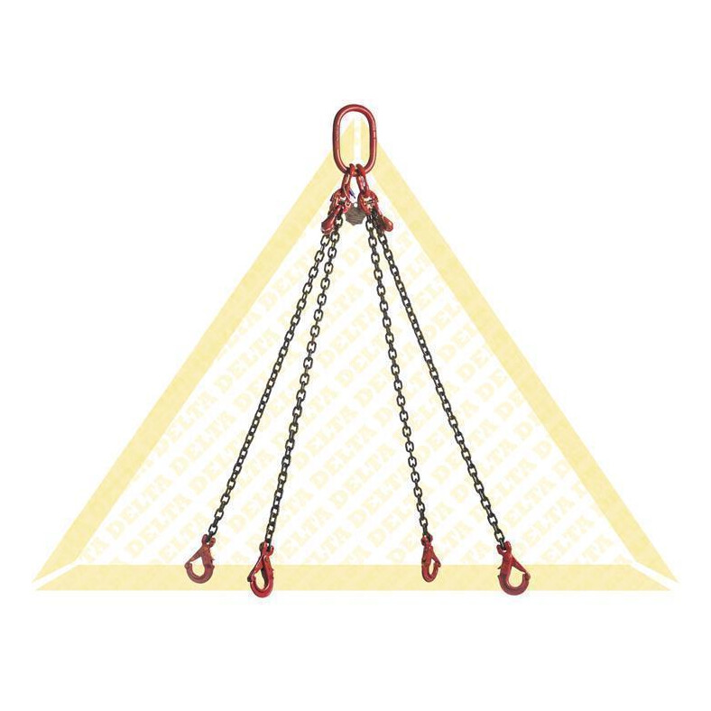 deltalock sling chains 1.7 t with self-locking clevis hook and shortening hook 4 strand 6 mm / 1 m Grade 80