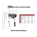 Professional hoist warrior 250/500 kg 230 v wire rope hoist with radio remote control