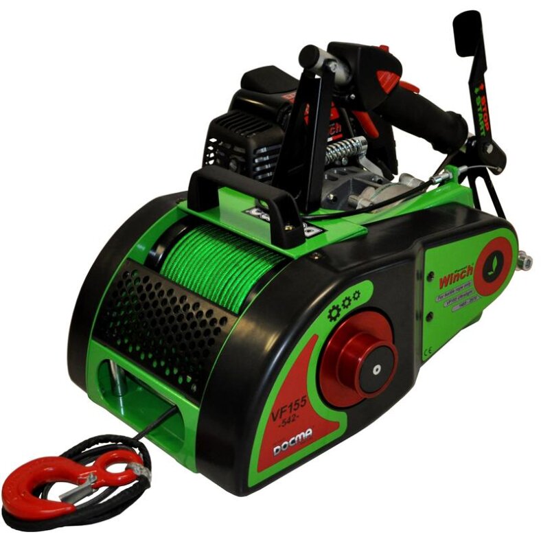 docma forestry cable winch, motor winch vf155 manual 1485 kg pulling force with plastic cable 5mm x 80m