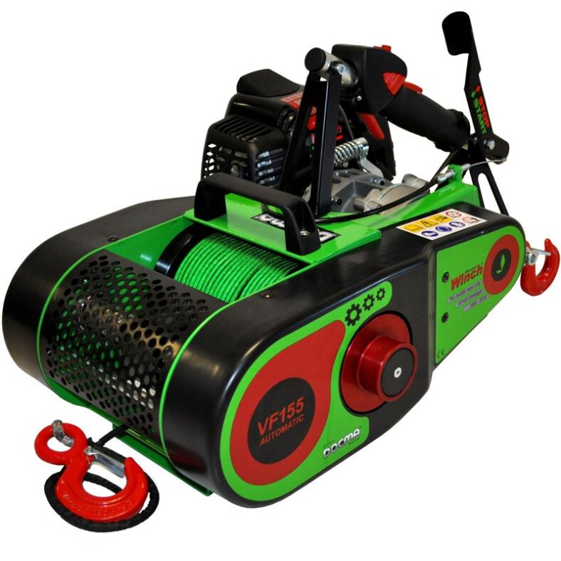 docma forestry winch, motor winch vf155 Ultralight Automatic 1485 kg pulling force with plastic rope 5mm x 80m
