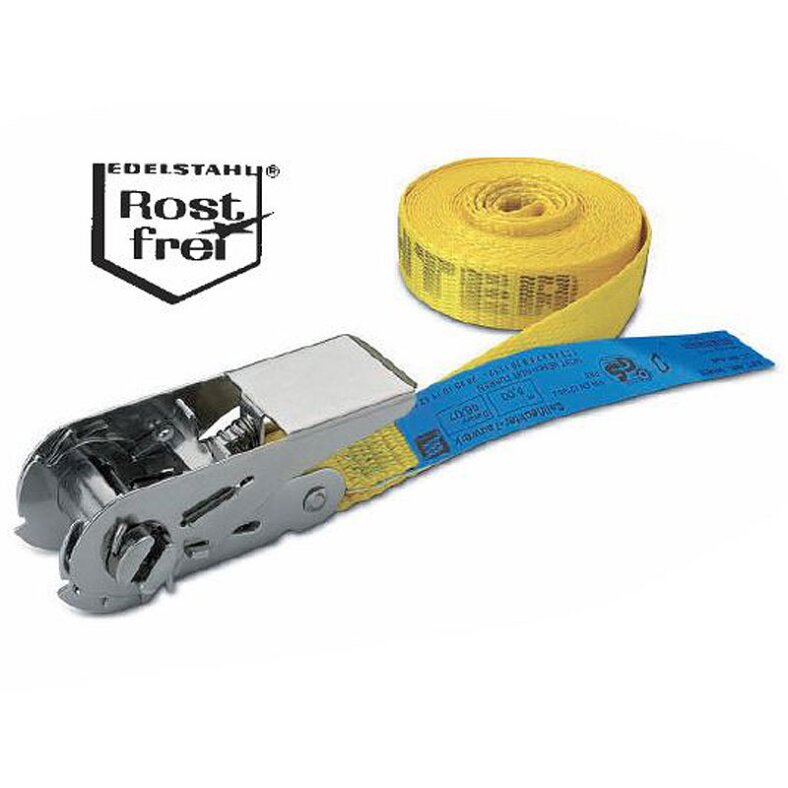 Seilflechter Edelstahl Ratschen-Spanngurt Zurrgurt rostfrei 25 mm 500 kg 5 m Lnge