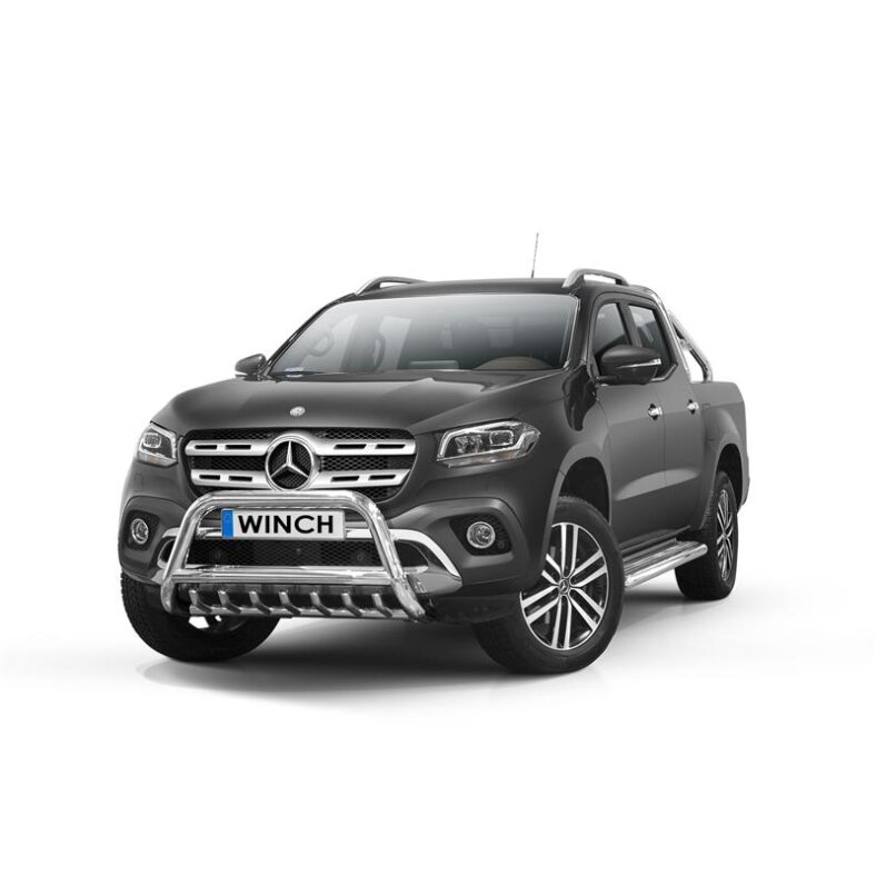 Front guard, bull bar with grill Mercedes X-Class (2017-) polished
