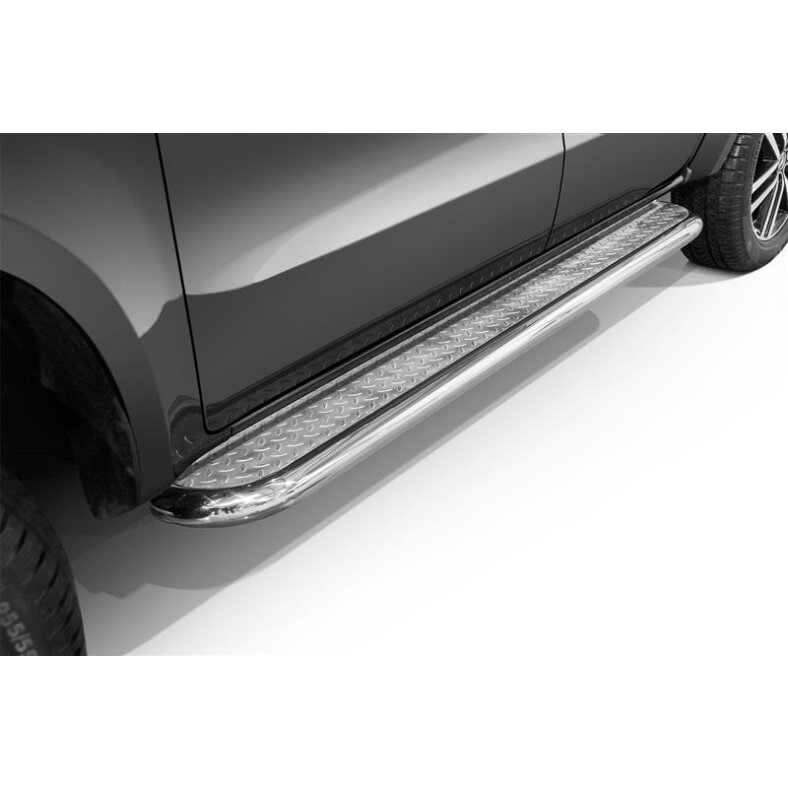 Running boards with checker plate Typ00 Mercedes X-Class (2017-) polished