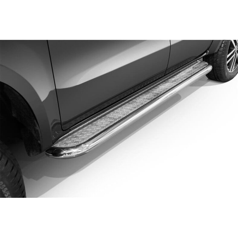 Running boards with checker plate Typ00 Mercedes X-Class (2017-) polished