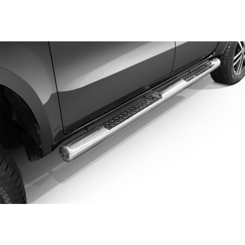 Running boards with checker plate type11 Mercedes X-Class (2017-) polished