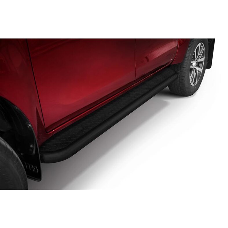 Running boards with checker plate Typ00 Toyota Hilux (2015-) black