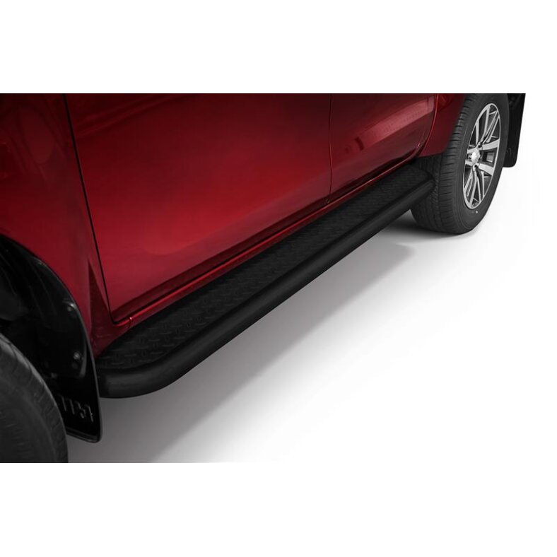 Running boards with checker plate Typ00 Toyota Hilux (2015-) black