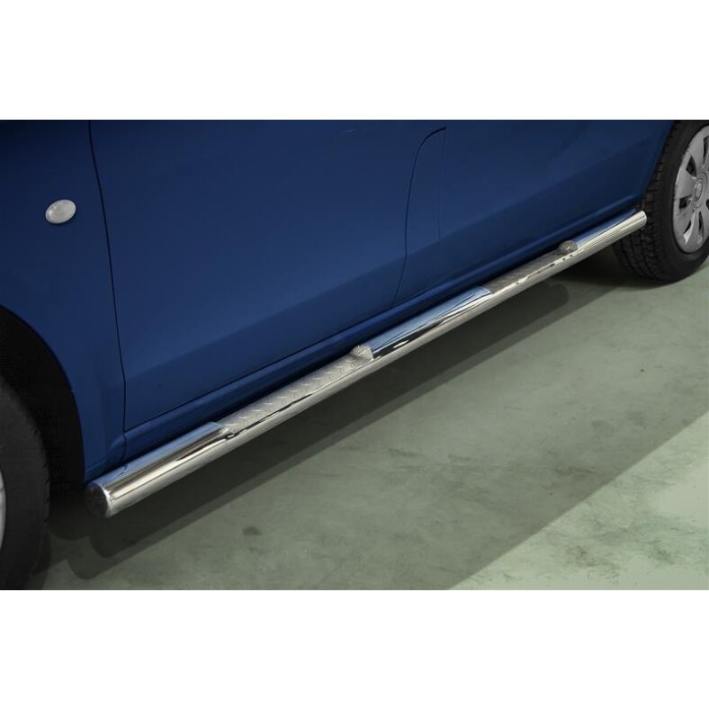 Running boards with checker plate Mercedes Vito (2014-) polished