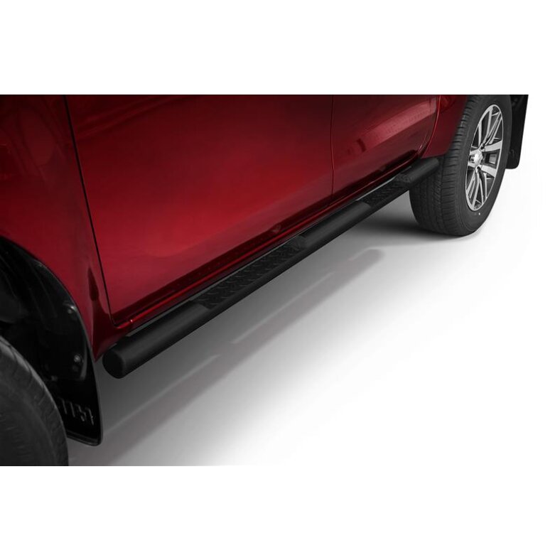 Running boards with checker plate type01 Toyota Hilux (2015-) black