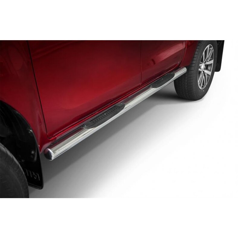 Running boards with plastic treads Toyota Hilux (2015-) polished