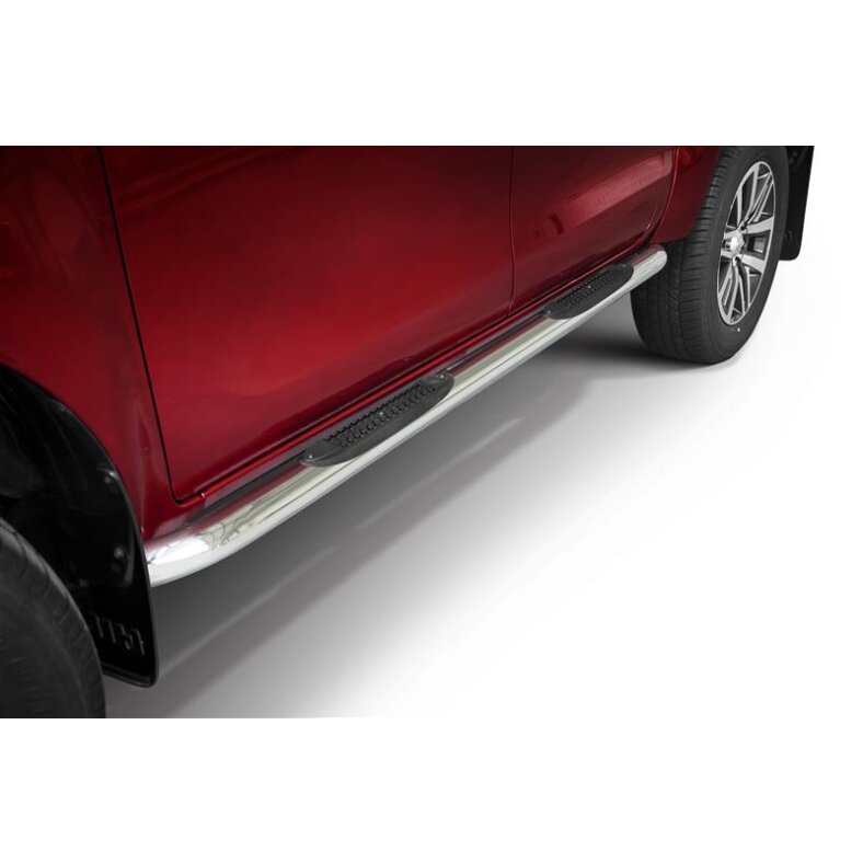 Running boards with plastic treads type05 Toyota Hilux (2015-) polished