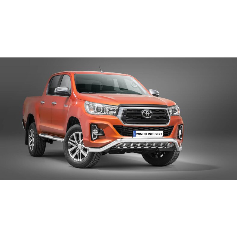 Front guard with grill type2 Toyota Hilux (2018-) polished