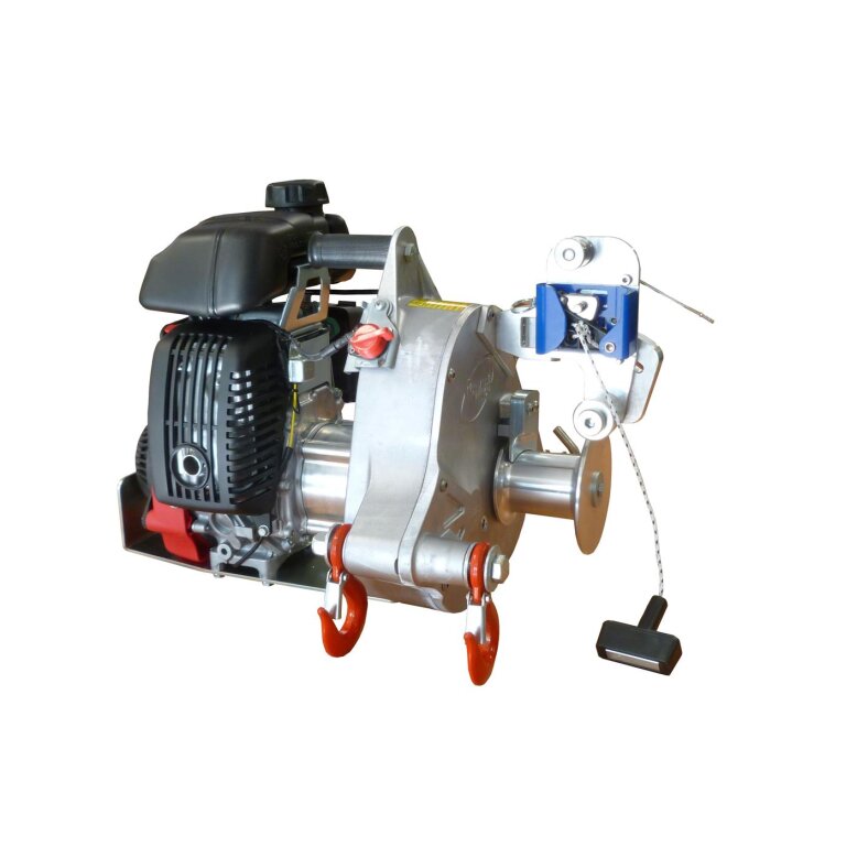Portable Winch Pulling/lifting winch with gasoline drive. Max. Pulling power 775 kg. Max. Lifting capacity 250 kg