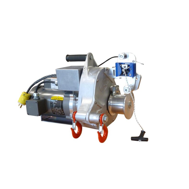 Portable Winch ac Electric pulling/lifting winch. Max. Pulling power 820kg. Max. Lifting capacity 250kg.