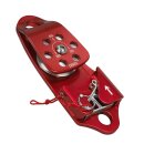 Automatic blocking pulley made of aluminum with swiveling side cover. Minimum breaking load 40kN, ce certified. For 10mm - 12mm ropes