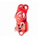 Automatic blocking pulley made of aluminum with swiveling side cover. Minimum breaking load 40kN, ce certified. For 10mm - 12mm ropes