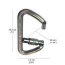 Steel locking carabiner. - Minimum breaking load : 70 kN....