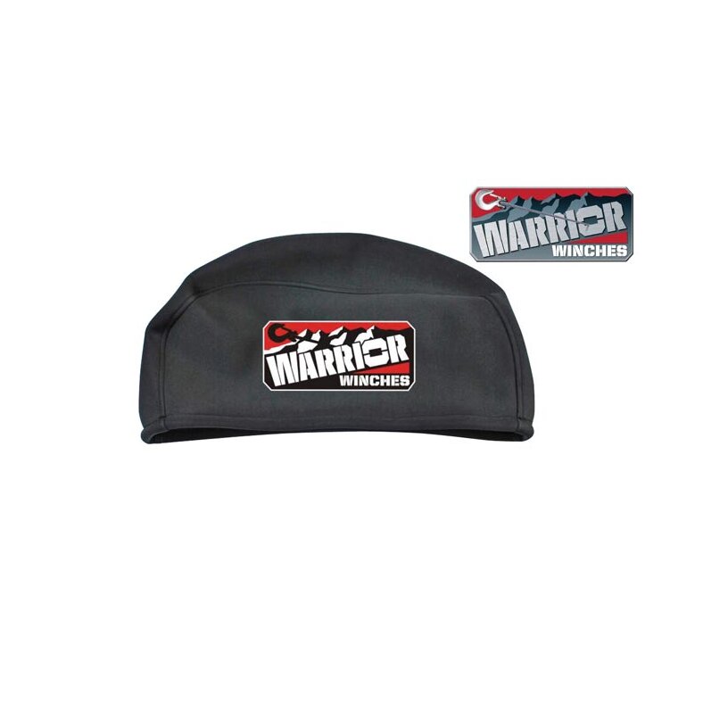 Winch cover Quad/ATV Warrior logo black neoprene with elastic rubber band