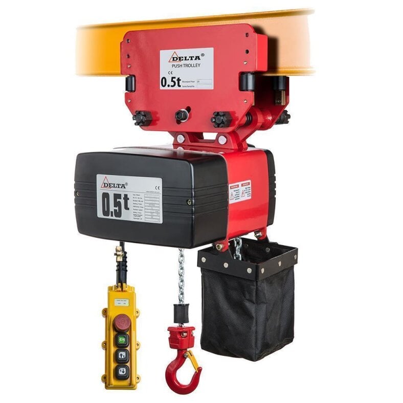 delta electric chain hoist dey 400 volt with manual trolley 0.25 t with 6.0 m lifting height