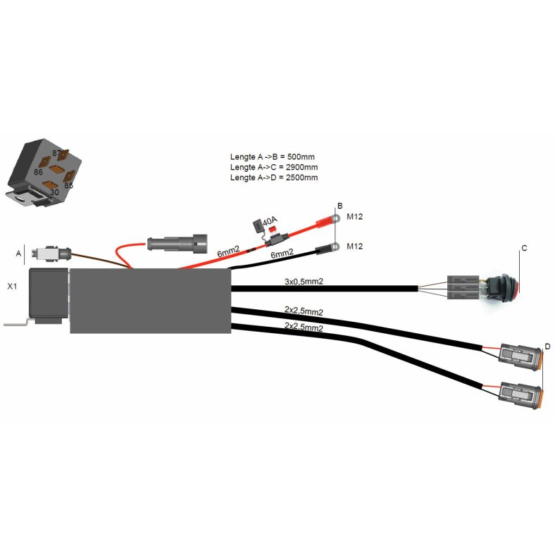LED Kabelsatz 2x Fernscheinwerfer >80W mit H4 Adapter