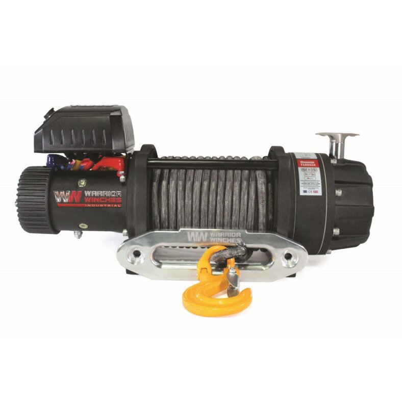 Elektrische Seilwinde Warrior Severe Duty Winch T1000 22000 9,9 t 24 V Kunststoffseil wasserdicht nach IP68