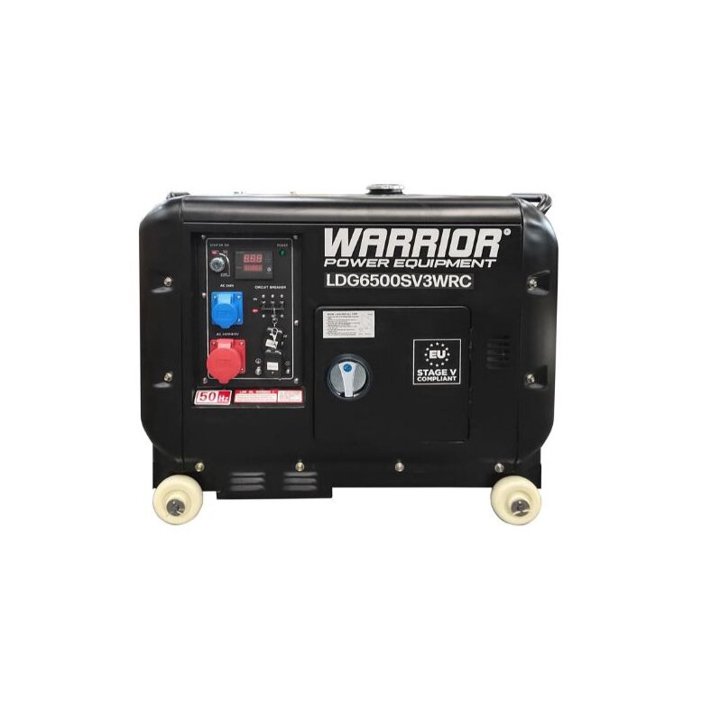 WARRIOR 6,25 kVa Silent Diesel Generator Notstromaggregat Stromerzeuger 400V 230V EU5 Funkstart