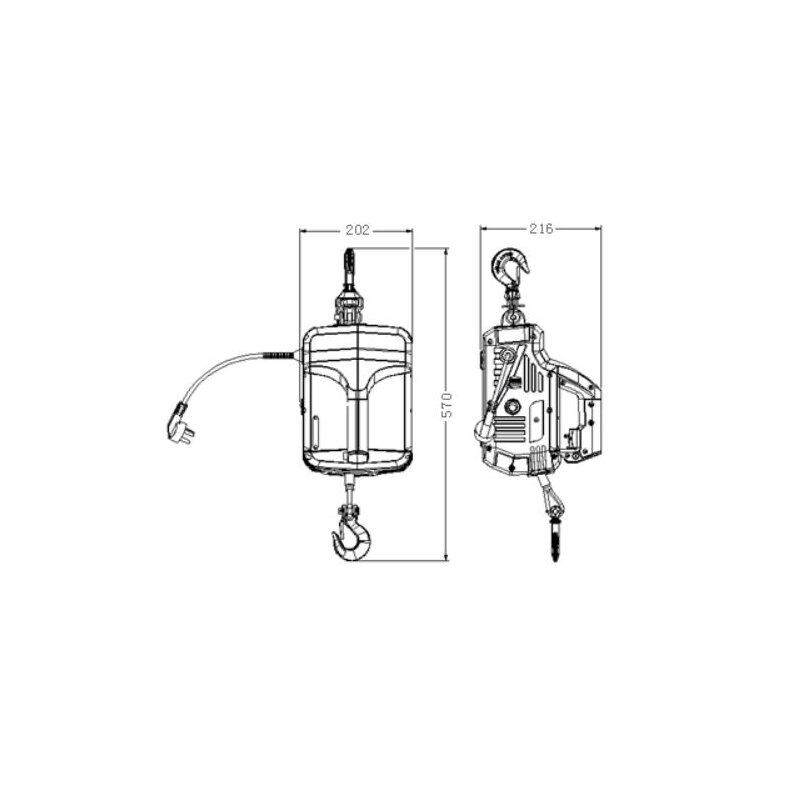 Mobile Seilwinde mit IR-Fernbedienung 250kg 8m 230V