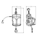 Mobile Seilwinde mit IR-Fernbedienung 250kg 8m 230V