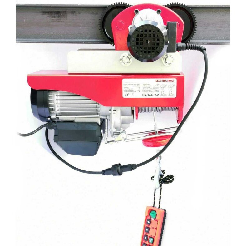 Electric winch hoist cable hoist with trolley radio remote control 230v 100/200kg
