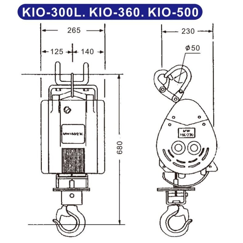 KIOWINCH Bauseilzug 58m Hubhhe 300kg 20m/min 230V