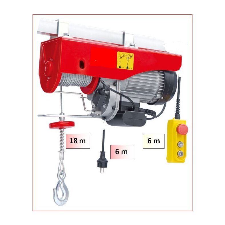 Elektrische Seilwinde 500kg 230V mit Kabelfernbedienung 6m