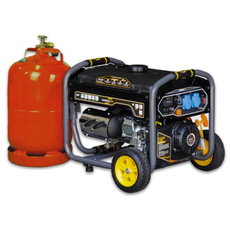 KOMPAK Dual Fuel Gas Benzin 3300 Watt Stromaggregat 230V