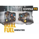 KOMPAK Dual Fuel Gas Benzin 3300 Watt Stromaggregat 230V